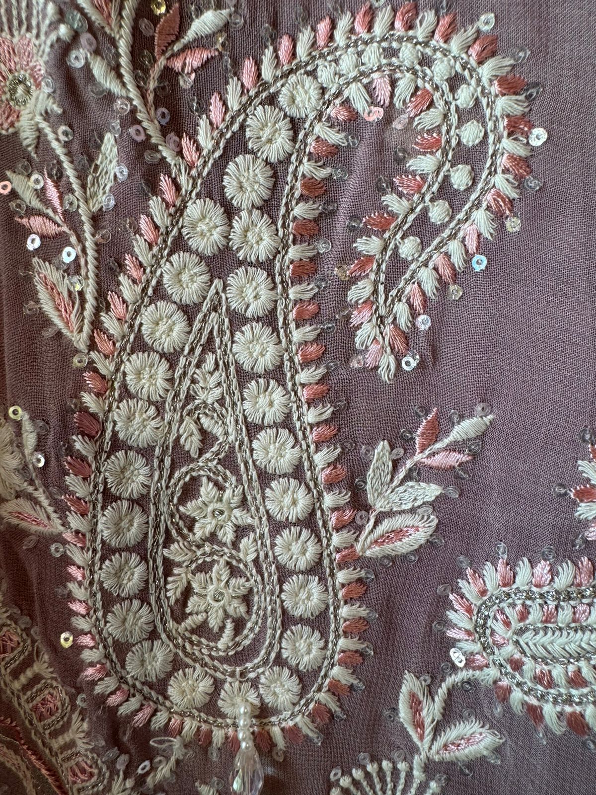 Pure Georgette Unstitched Shirt with thread embroidered